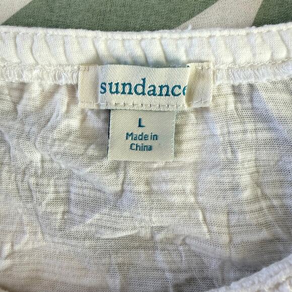 Sundance Royal Rosie Crochet Crinkle Blouse White Size Large Boho Crochet Lace - Picture 5 of 6